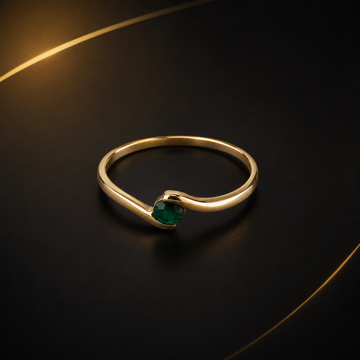 PIERŚCIONEK 0,17CT SZMARAGD — zdjęcie 2